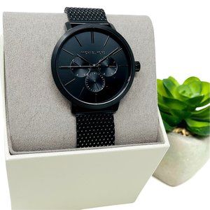 NWT MICHAEL KORS Blake  Black Ip Stainless Steel Mesh Watch MK8778